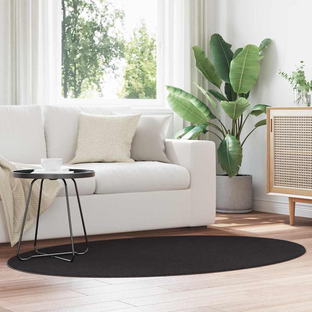 vidaXL Dywany pokojowe Owalny HUARTE Czarny 120 x 170 cm