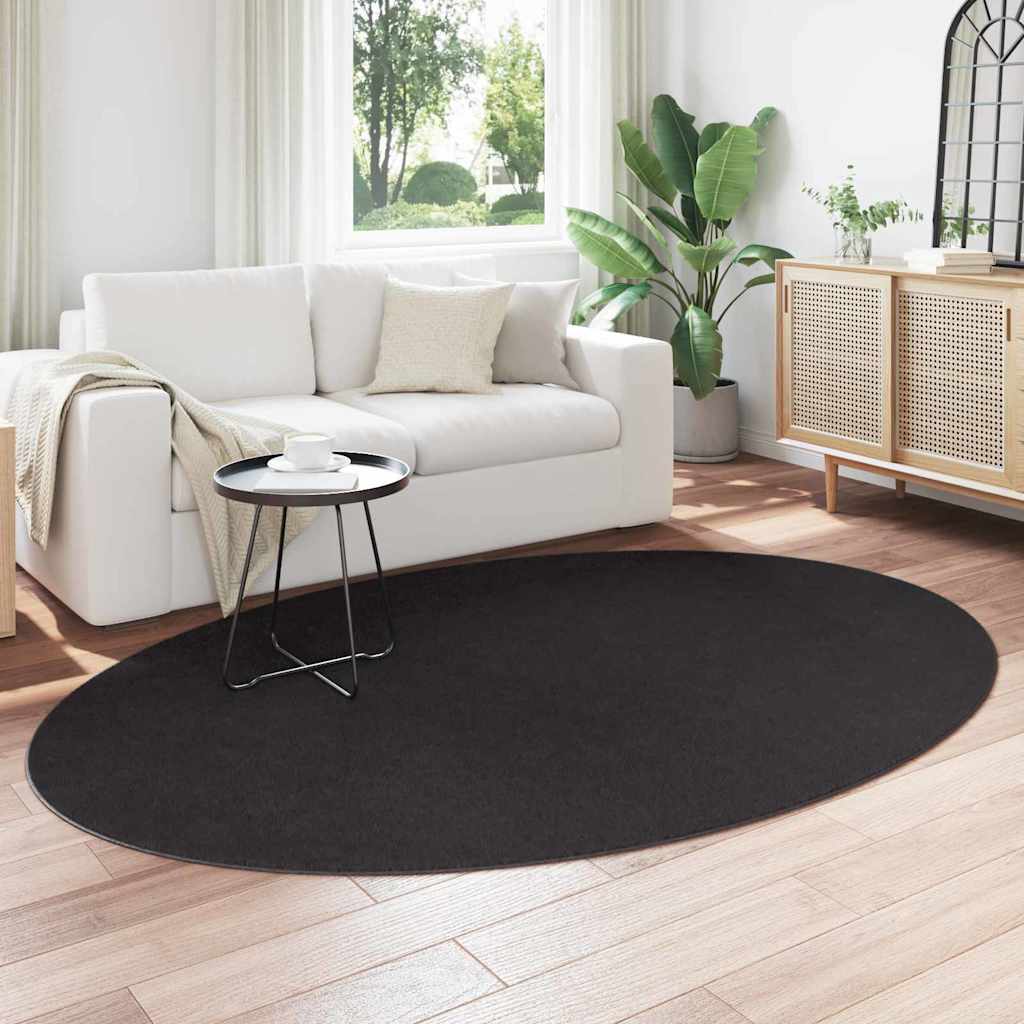 vidaXL Dywany pokojowe Owalny HUARTE Czarny 160 x 230 cm