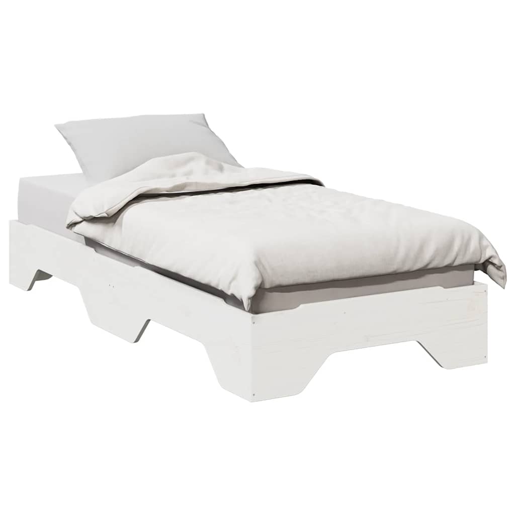 vidaXL Rama łóżka bez materaca, składana, biała, 75x190 cm lite drewno