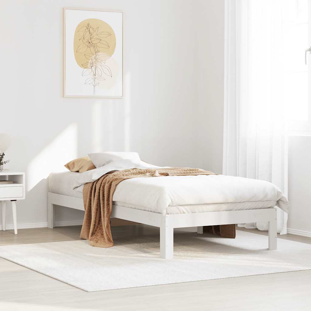 vidaXL Łóżko bez materaca, białe, 80x200 cm, lite drewno sosnowe