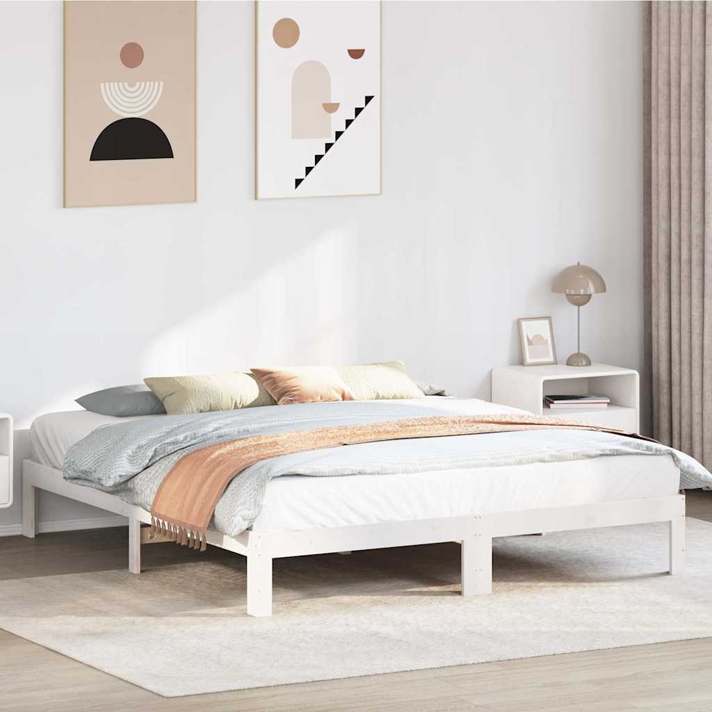 vidaXL Rama łóżka bez materaca, biała, 160x200 cm, lite drewno sosnowe