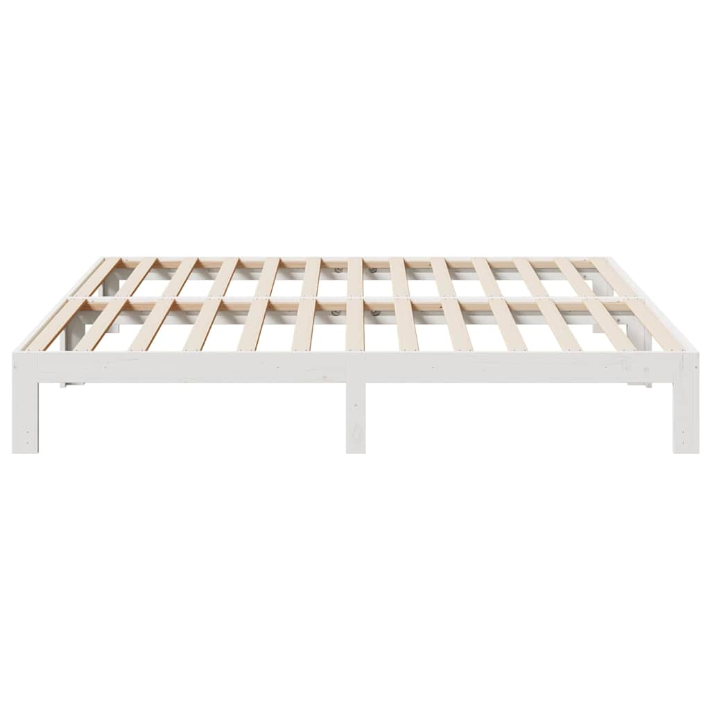 vidaXL Rama łóżka bez materaca, biała, 160x200 cm, lite drewno sosnowe