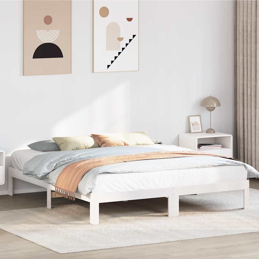 vidaXL Rama łóżka bez materaca, biała, 180x200 cm, lite drewno sosnowe
