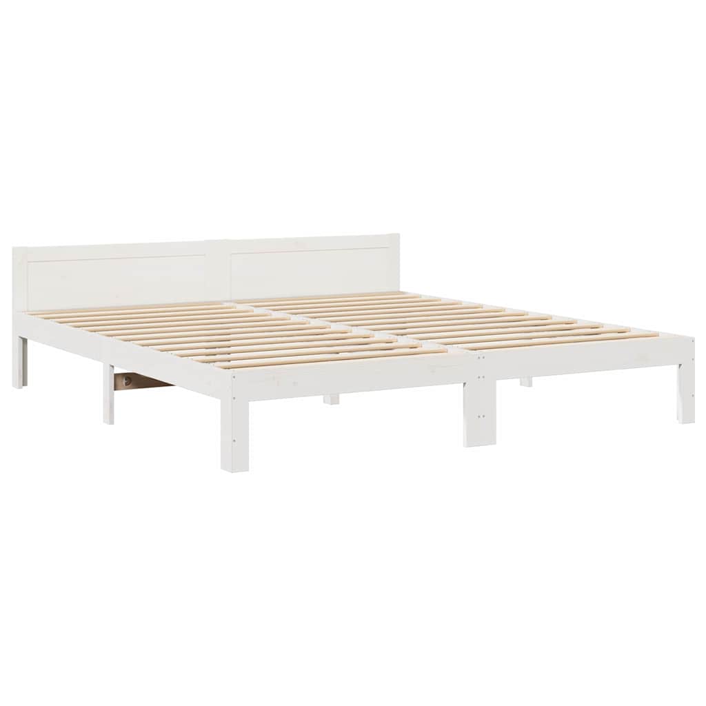 vidaXL Rama łóżka bez materaca, biała, 160x200 cm, lite drewno sosnowe
