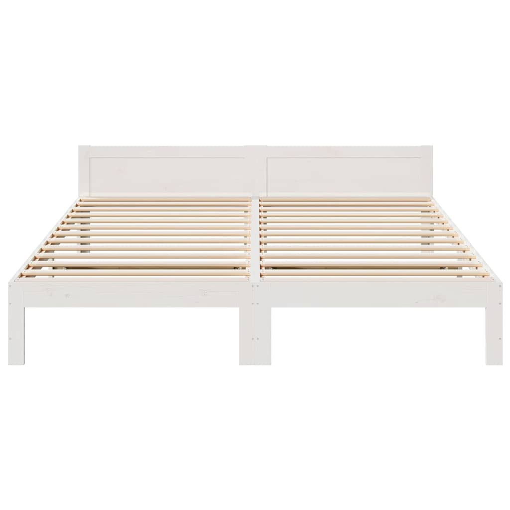 vidaXL Rama łóżka bez materaca, biała, 160x200 cm, lite drewno sosnowe