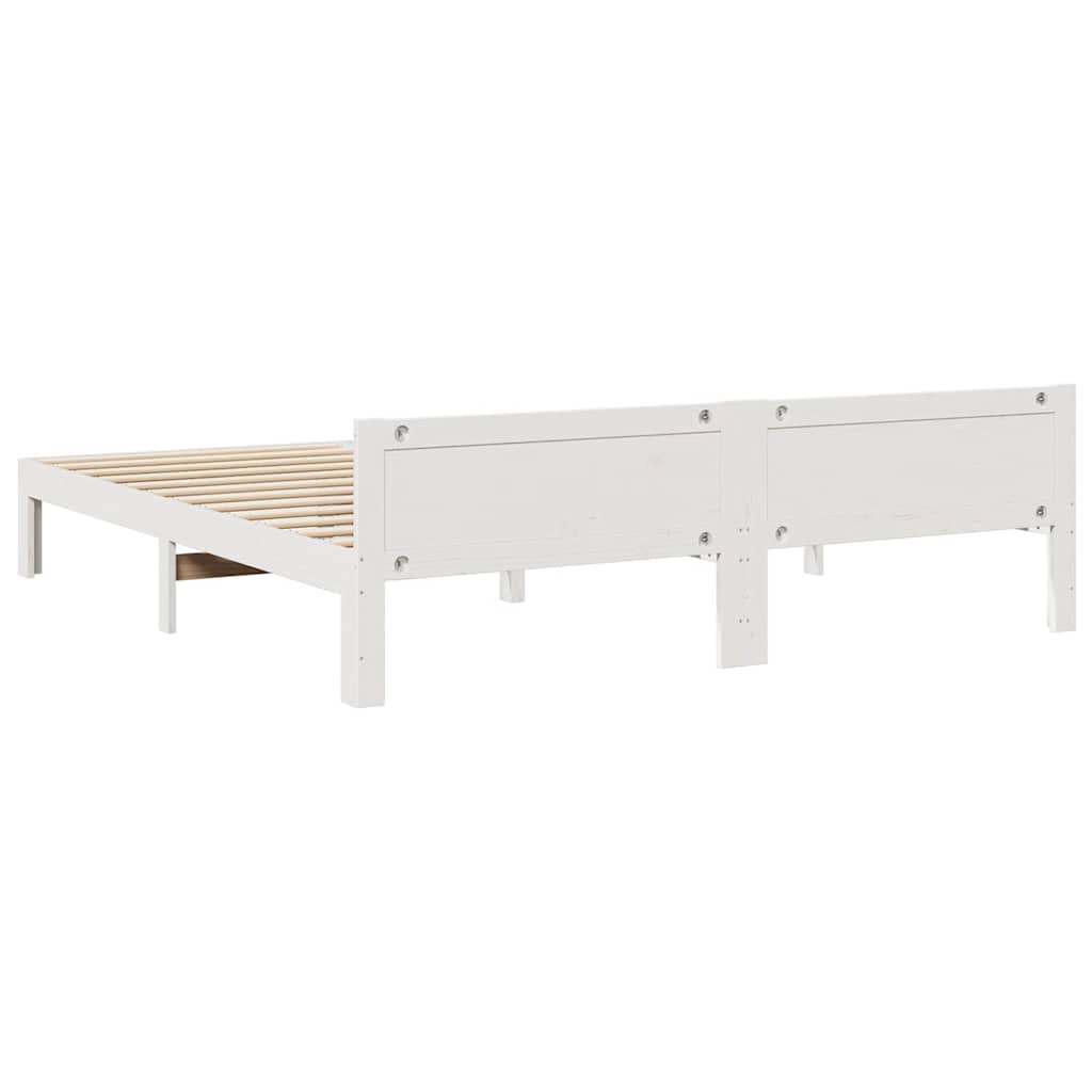 vidaXL Rama łóżka bez materaca, biała, 160x200 cm, lite drewno sosnowe