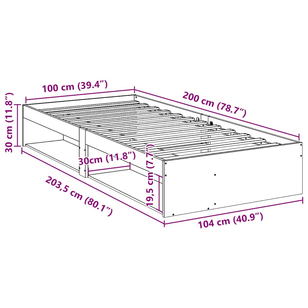 vidaXL Łóżko dzienne bez materaca białe 100x200 cm lite drewno sosnowe