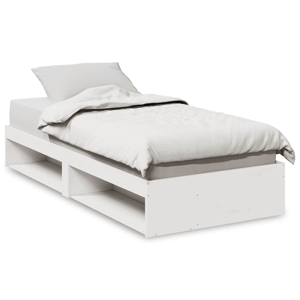 vidaXL Łóżko dzienne bez materaca białe 75x190 cm lite drewno sosnowe
