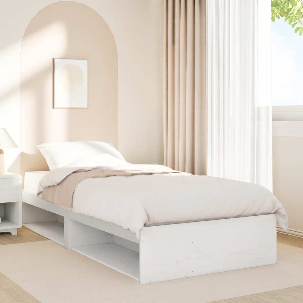 vidaXL Łóżko dzienne bez materaca białe 75x190 cm lite drewno sosnowe