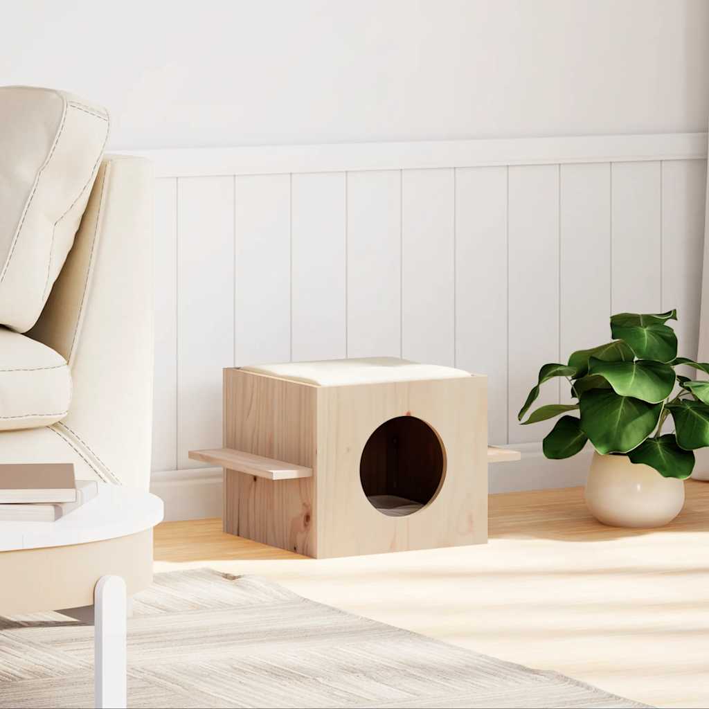 vidaXL Domek dla kota, 51x35x30 cm, lite drewno sosnowe