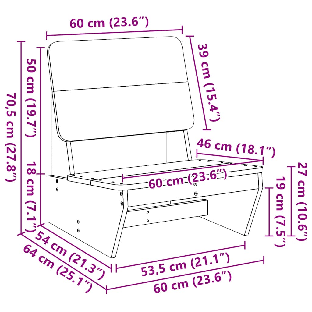 vidaXL Krzesła ogrodowe 2 szt. 60x64x70,5 cm Drewno impregnowane Sosna