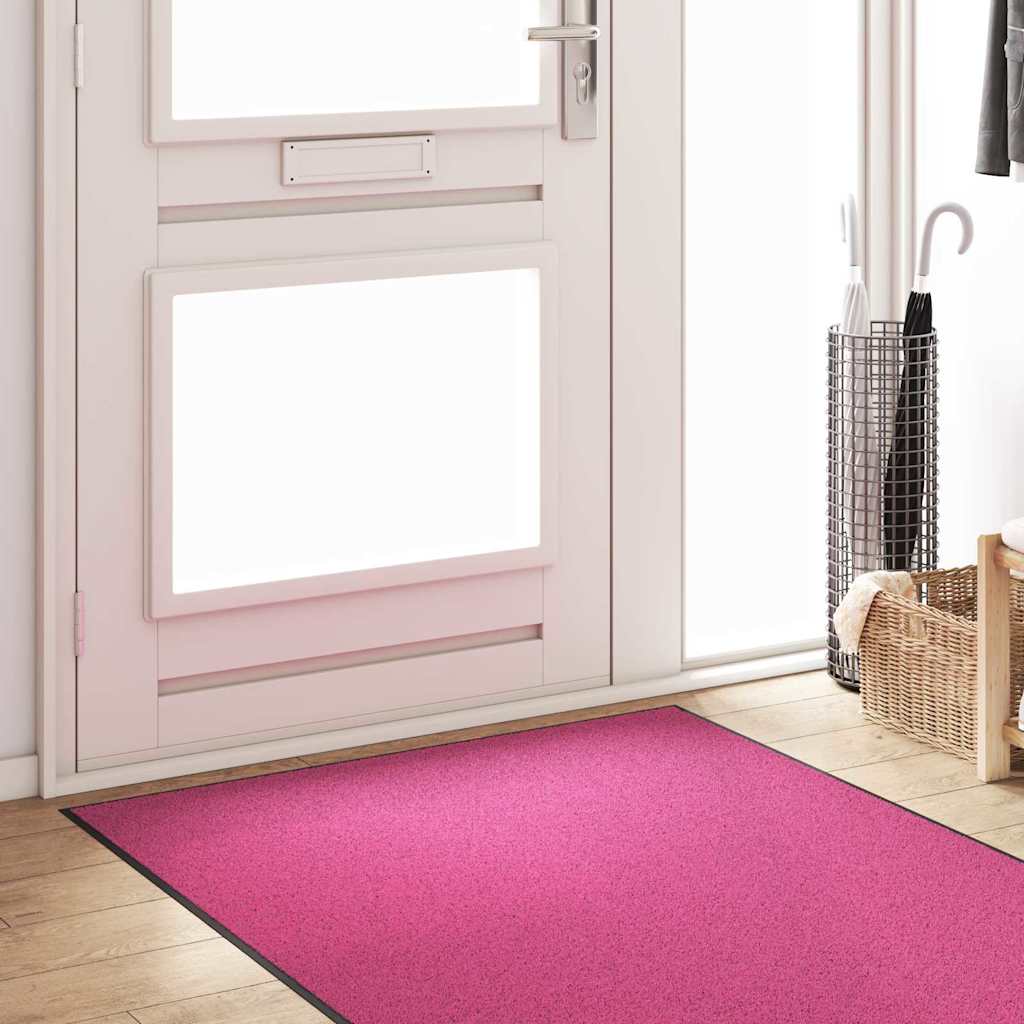 vidaXL Dywanik wejściowy Różowy i czarny 120 x 250 cm 100% poliamid