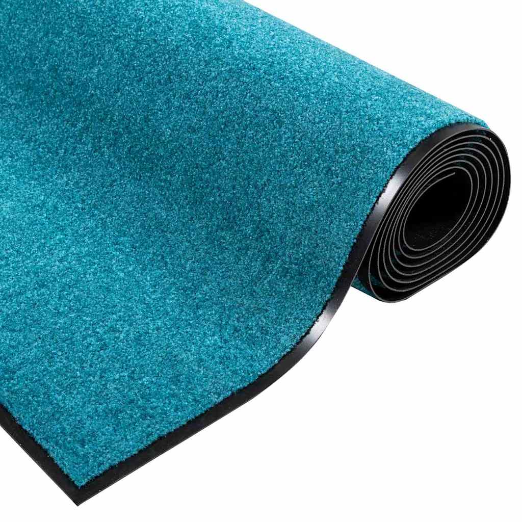 vidaXL Dywanik wejściowy Cyan i Czarny 120 x 250 cm Poliamid i PVC