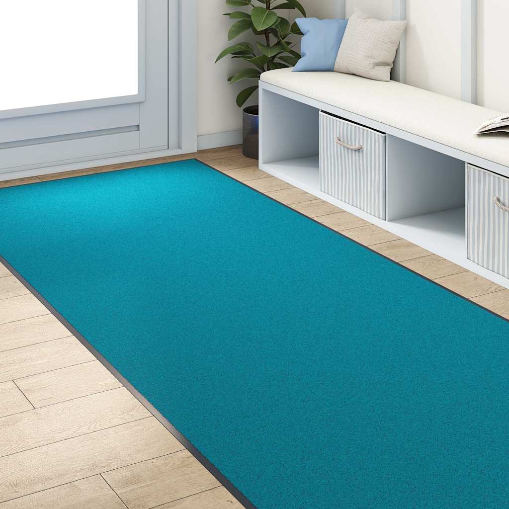 vidaXL Dywanik wejściowy Cyan i Czarny 120 x 250 cm Poliamid i PVC