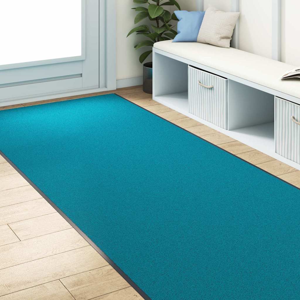 vidaXL Dywanik wejściowy Cyan i Czarny 120 x 400 cm Poliamid i PVC