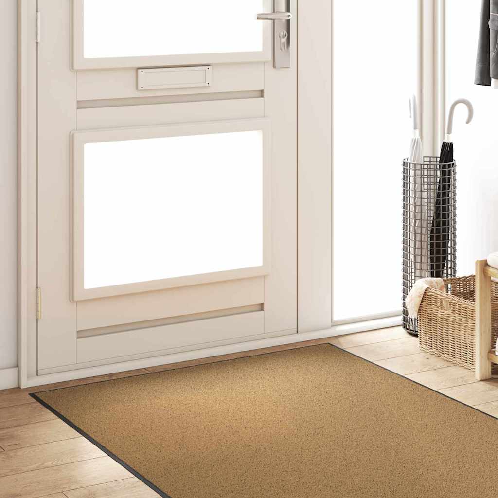 vidaXL Dywanik wejściowy Kremowy i czarny 120 x 250 cm Poliamid i PVC