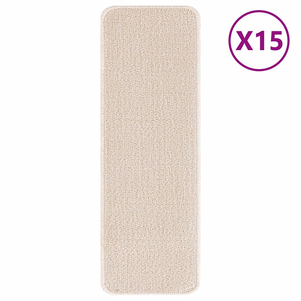 vidaXL Mats antypoślizgowe na schody 15 pcs Kremowy 60 x 25 cm PP