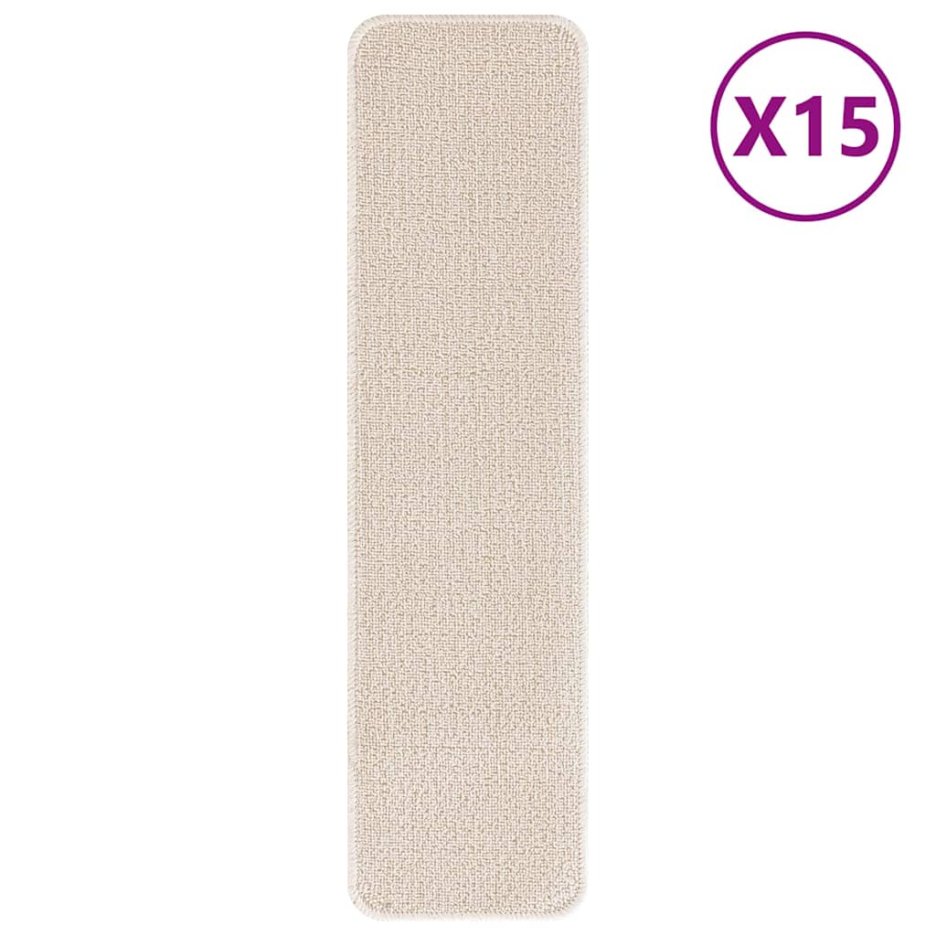 vidaXL Mats antypoślizgowe na schody 15 pcs Kremowy 75 x 20 cm PP