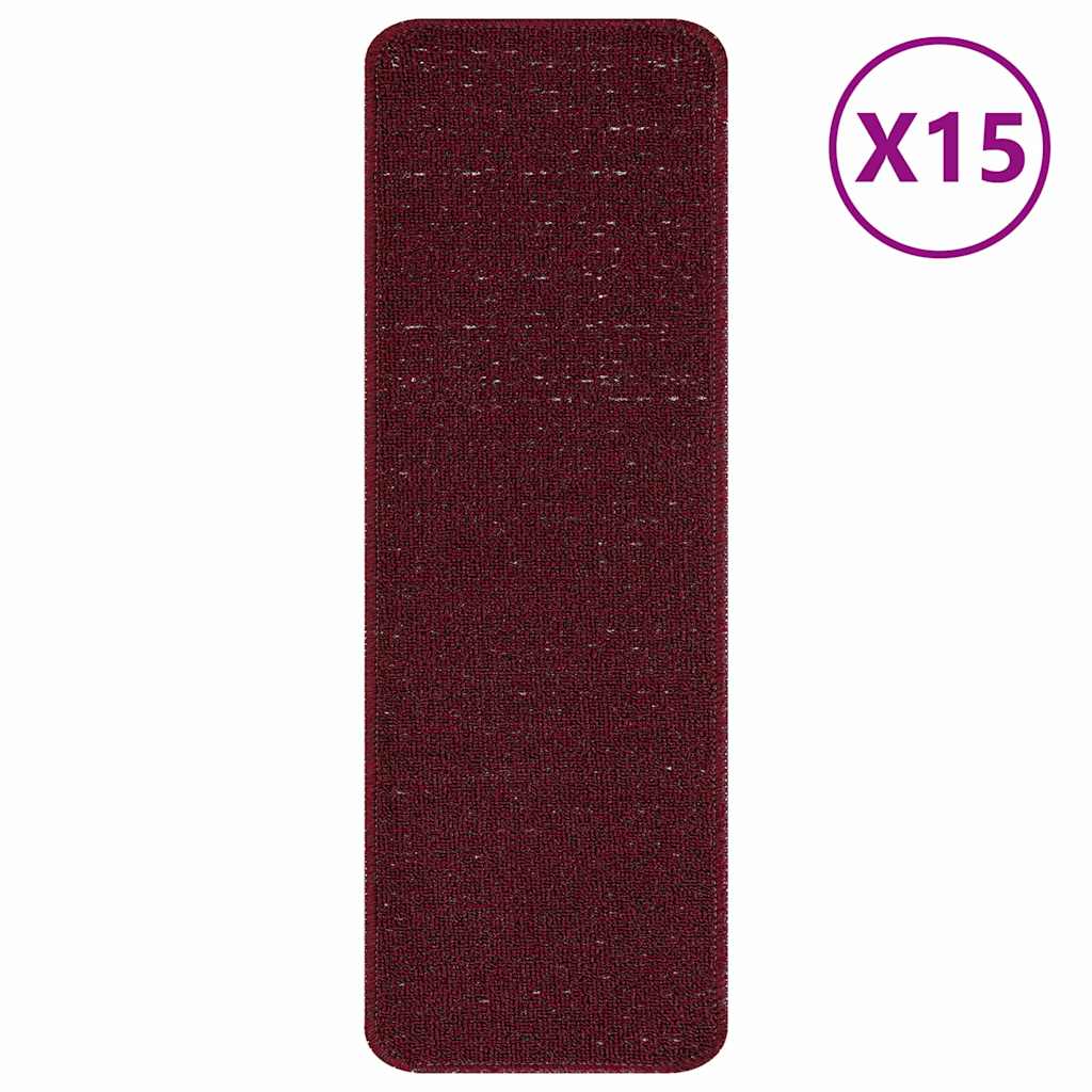 vidaXL Mats antypoślizgowe na schody 15 pcs Bordowy 60 x 25 cm PP