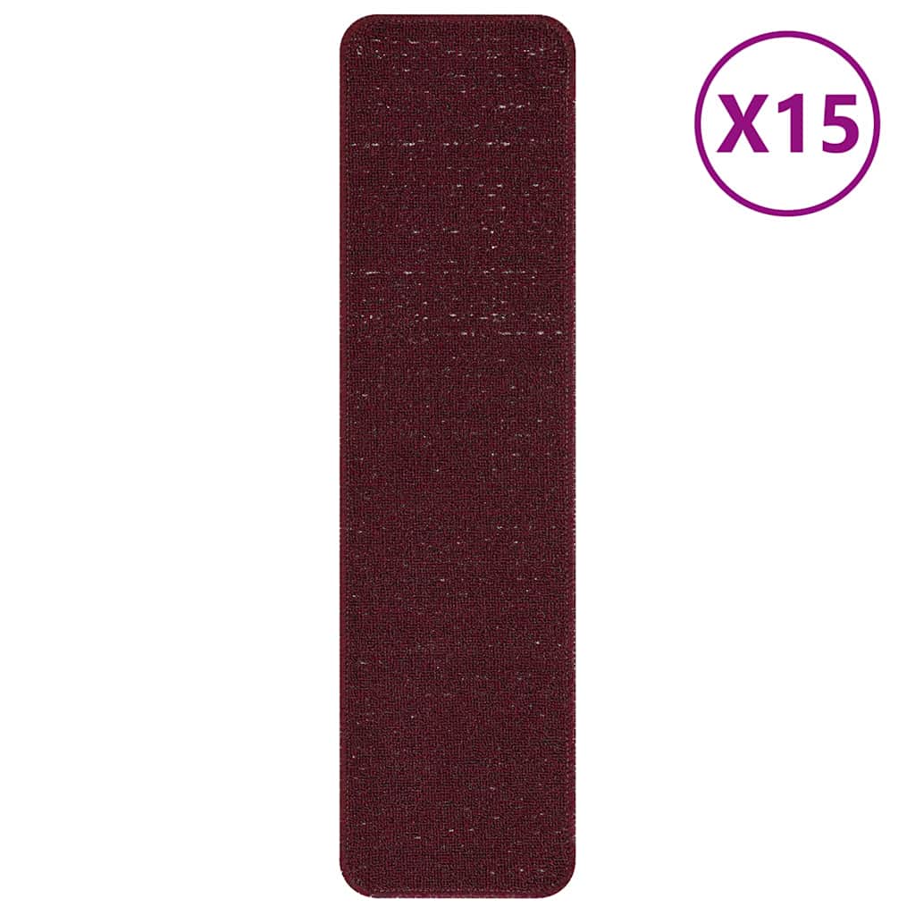 vidaXL Mats antypoślizgowe na schody 15 pcs Bordowy 75 x 20 cm PP