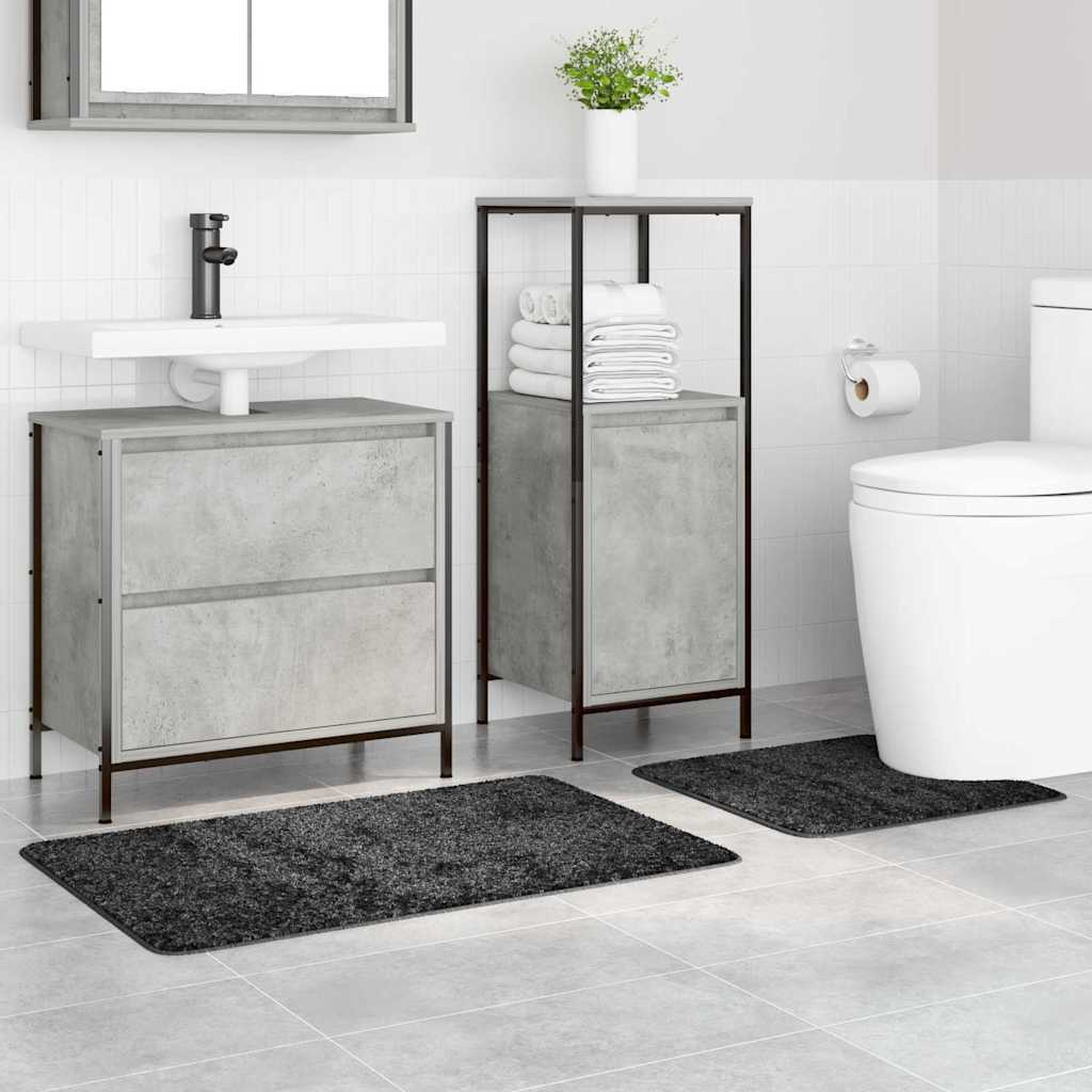 vidaXL Zestaw mat łazienkowych antypoślizgowych 2 pcs Ciemnoszary PP