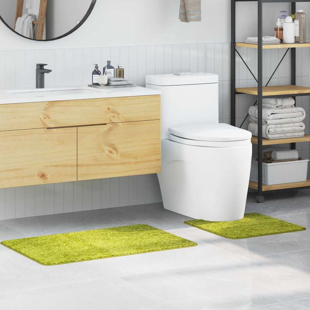 vidaXL Zestaw mat łazienkowych antypoślizgowych 2 pcs Zielony PP