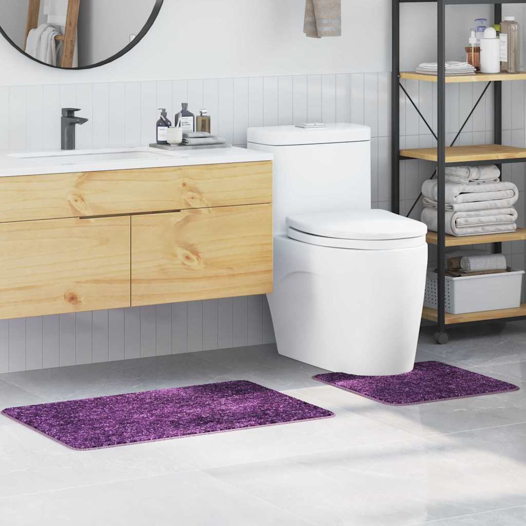 vidaXL Zestaw mat łazienkowych antypoślizgowych 2 pcs Fioletowy PP