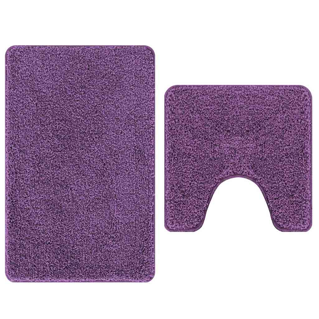 vidaXL Zestaw mat łazienkowych antypoślizgowych 2 pcs Fioletowy PP