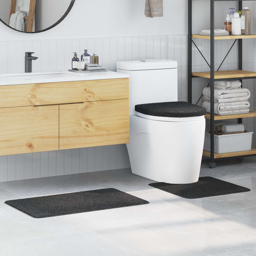vidaXL Zestaw mat łazienkowych antypoślizgowych 3 pcs ciemno szary PP
