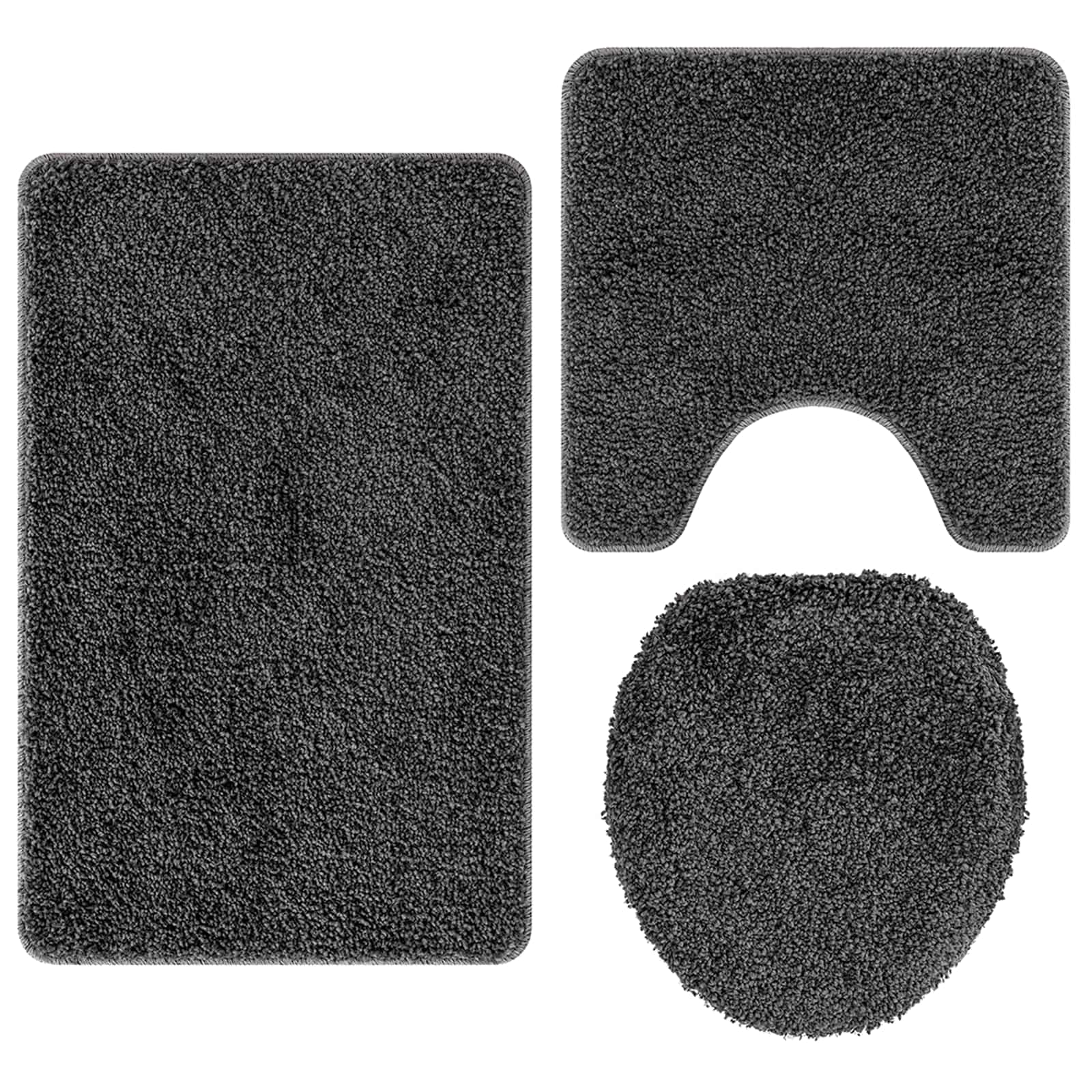 vidaXL Zestaw mat łazienkowych antypoślizgowych 3 pcs ciemno szary PP