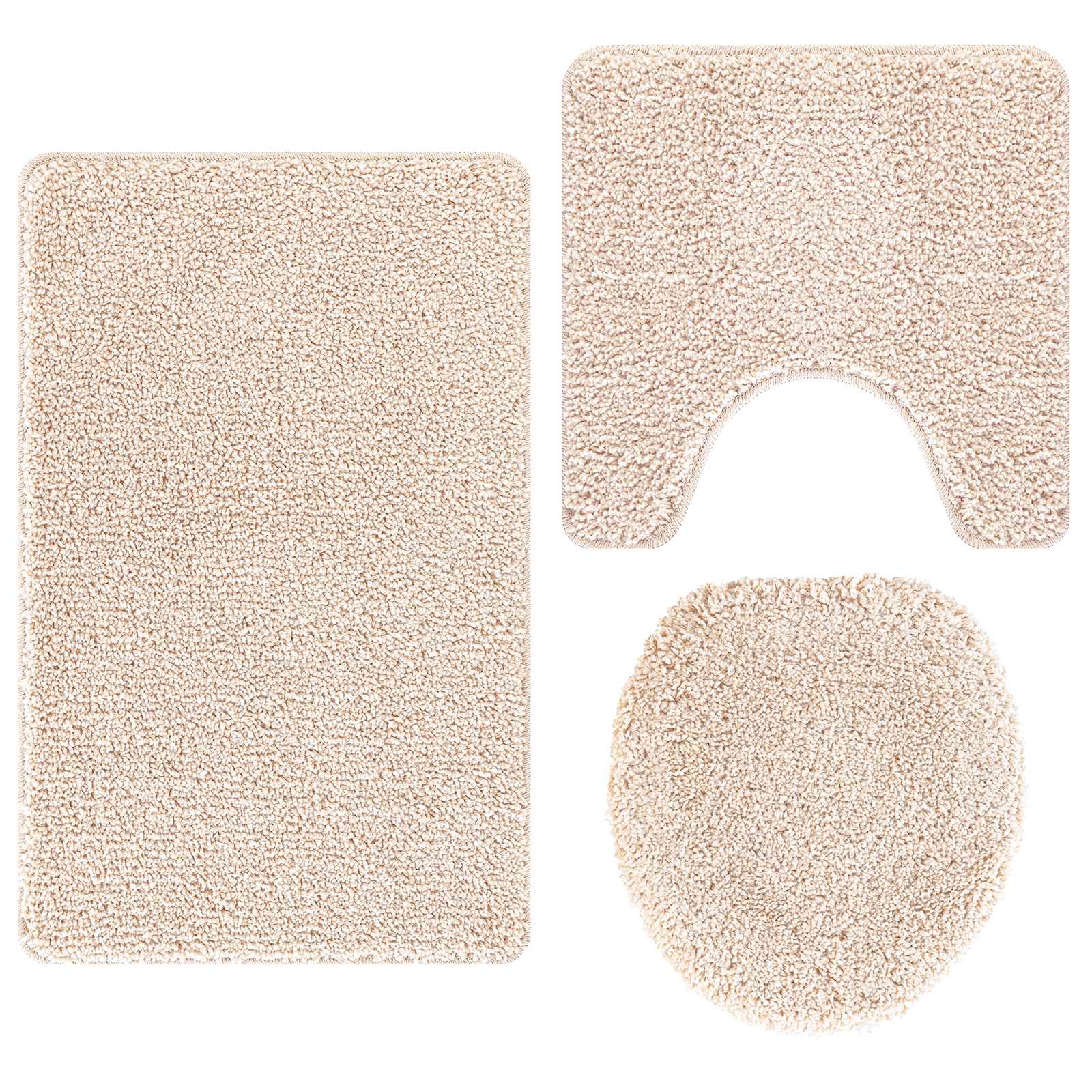 vidaXL Zestaw mat łazienkowych antypoślizgowych 3 pcs Kremowy PP