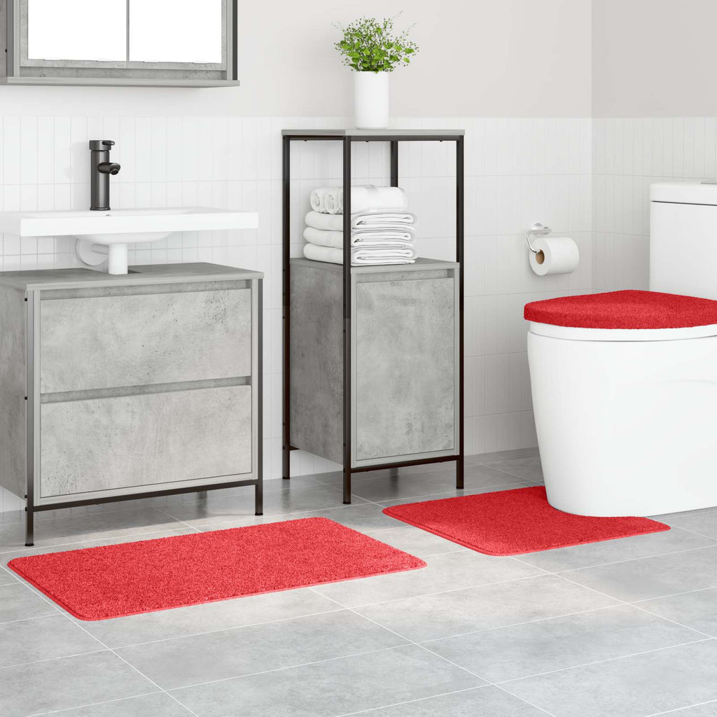 vidaXL Zestaw mat łazienkowych antypoślizgowych 3 pcs Czerwony PP