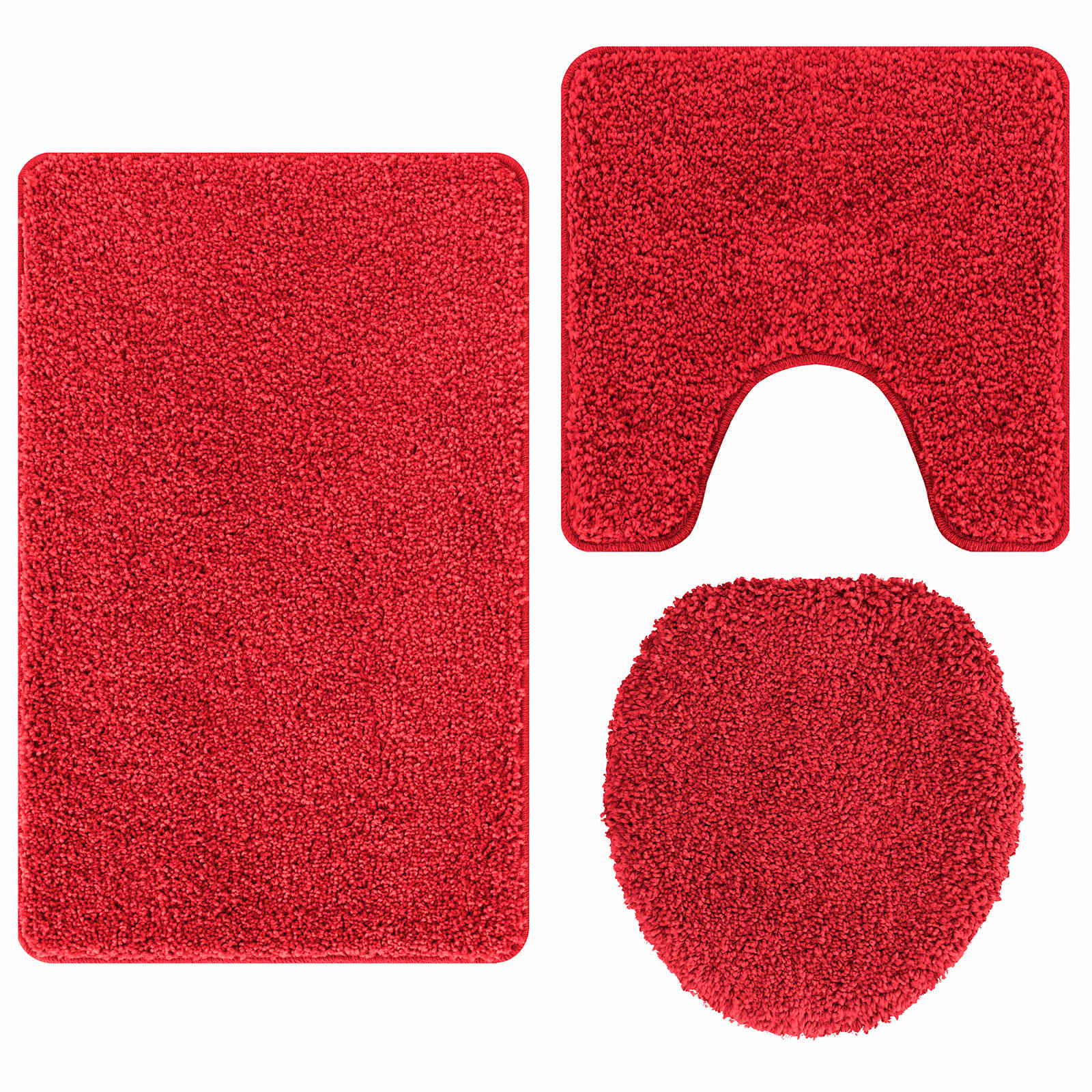 vidaXL Zestaw mat łazienkowych antypoślizgowych 3 pcs Czerwony PP