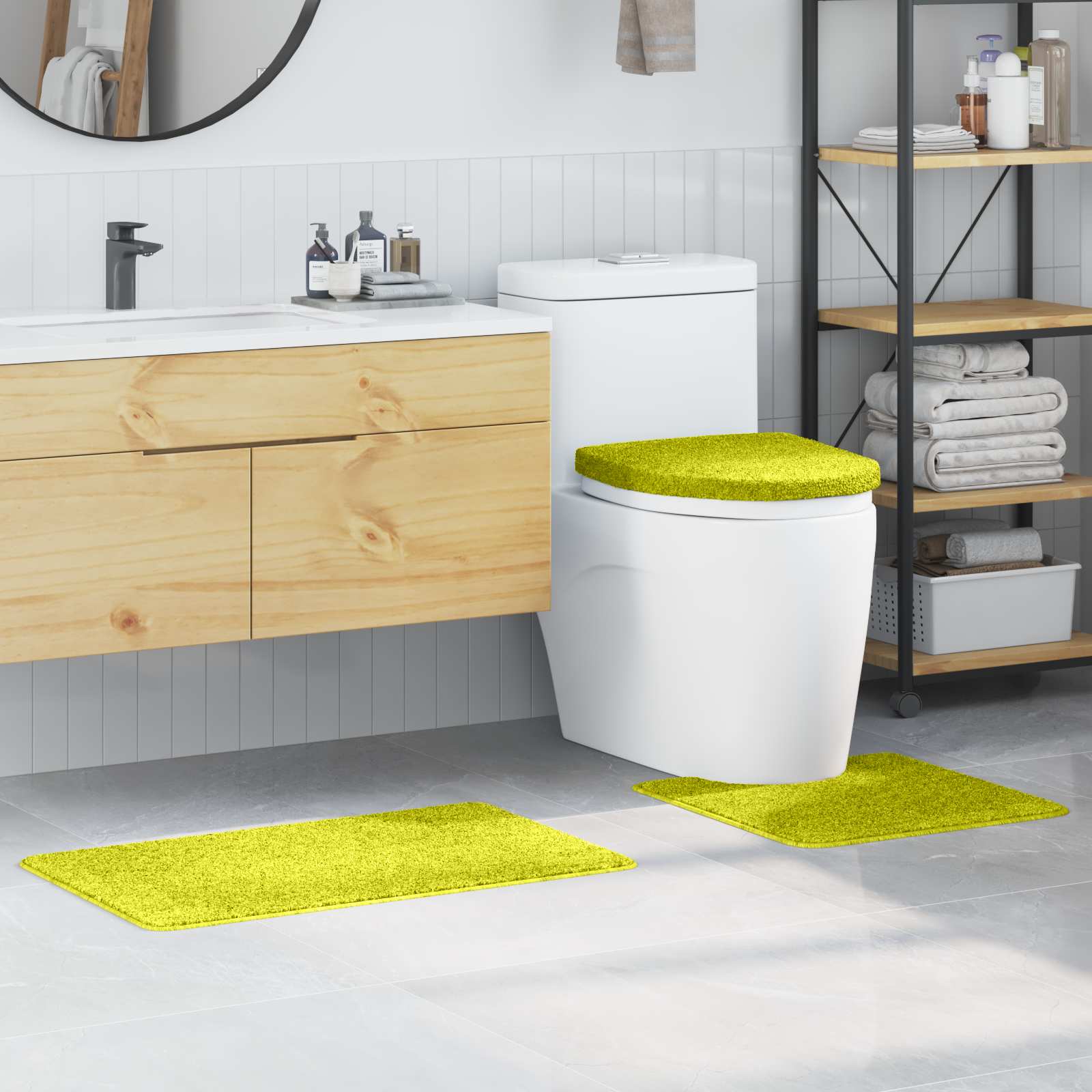 vidaXL Zestaw mat łazienkowych antypoślizgowych 3 pcs Zielony PP