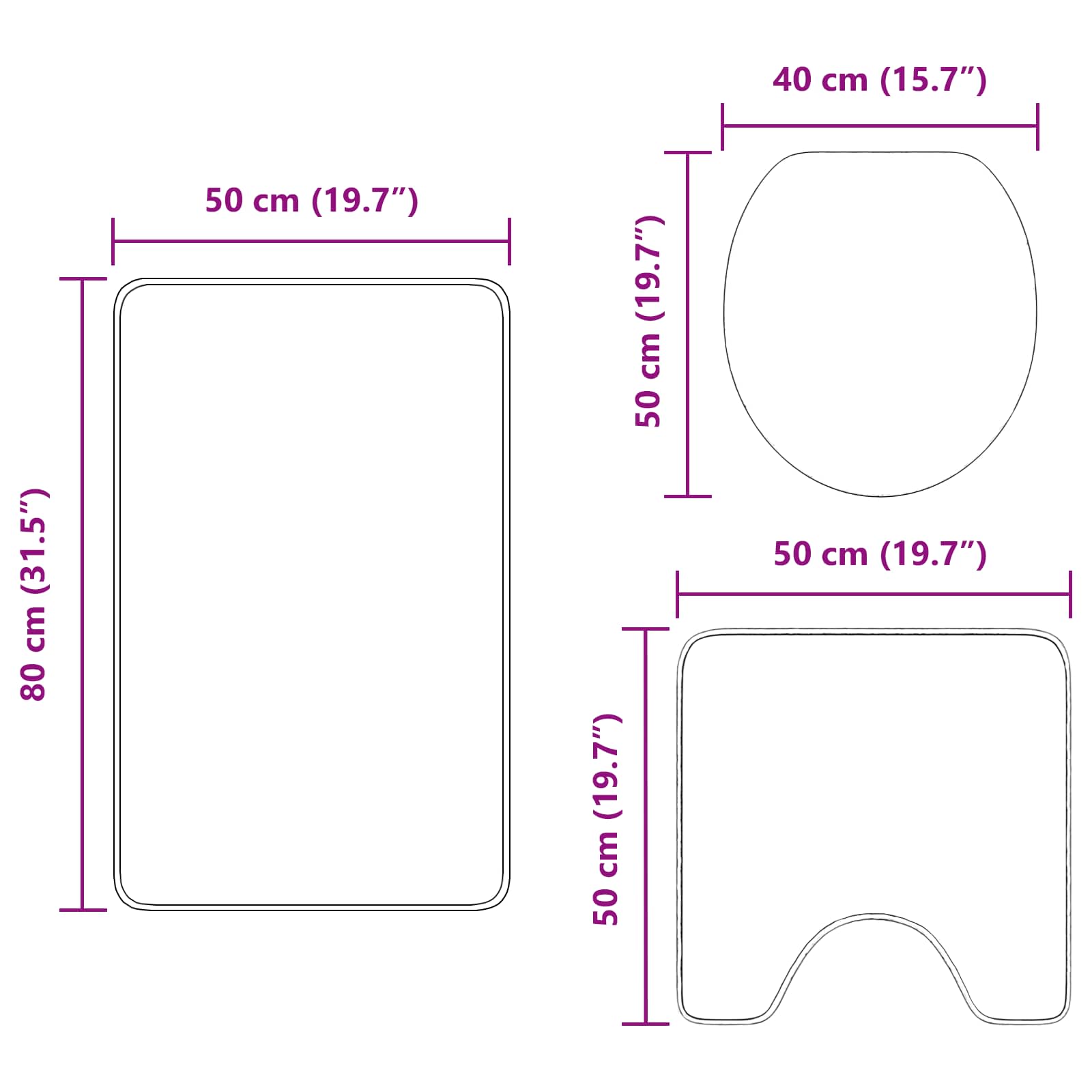 vidaXL Zestaw mat łazienkowych antypoślizgowych 3 pcs Zielony PP