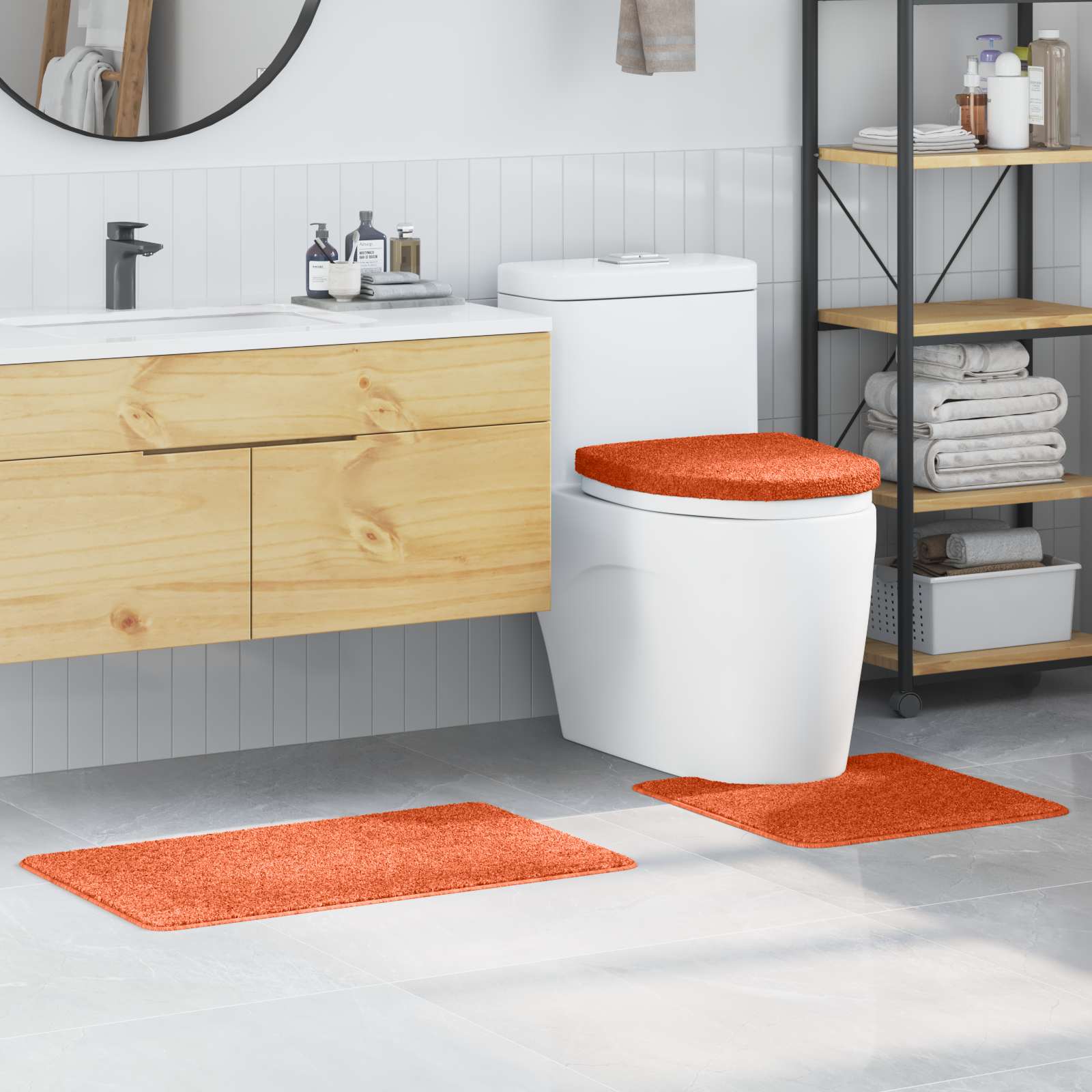 vidaXL Zestaw mat łazienkowych antypoślizgowych 3 pcs Pomarańczowy PP