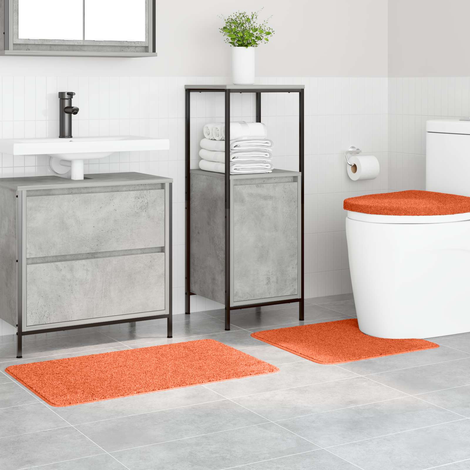 vidaXL Zestaw mat łazienkowych antypoślizgowych 3 pcs Pomarańczowy PP