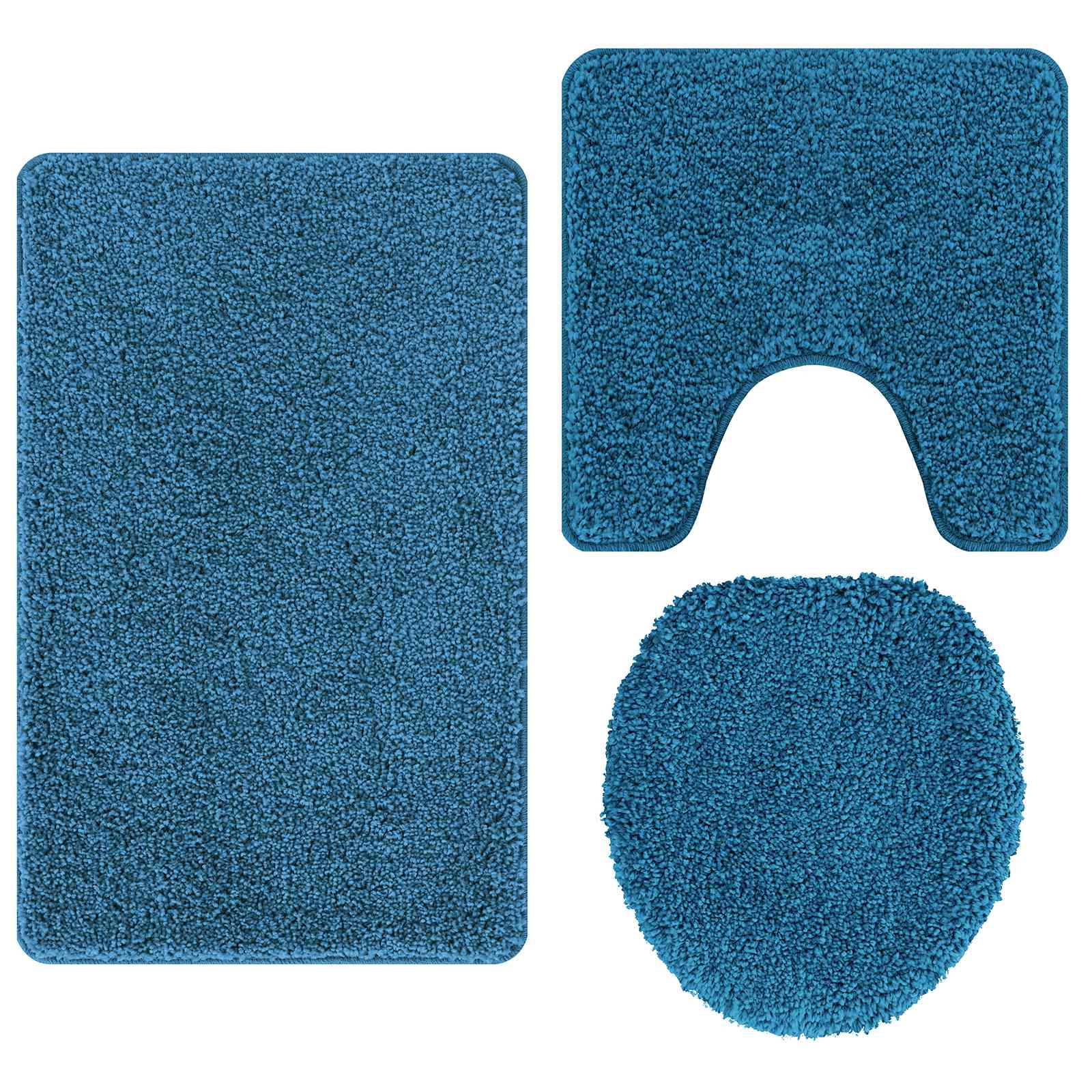 vidaXL Zestaw mat łazienkowych antypoślizgowych 3 pcs Niebieski PP