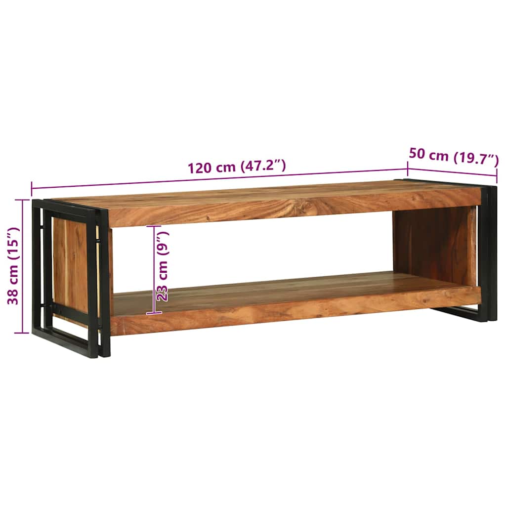 vidaXL Stolik kawowy Brązowy 120 x 50 x 38 cm Lite Drewno Akacji