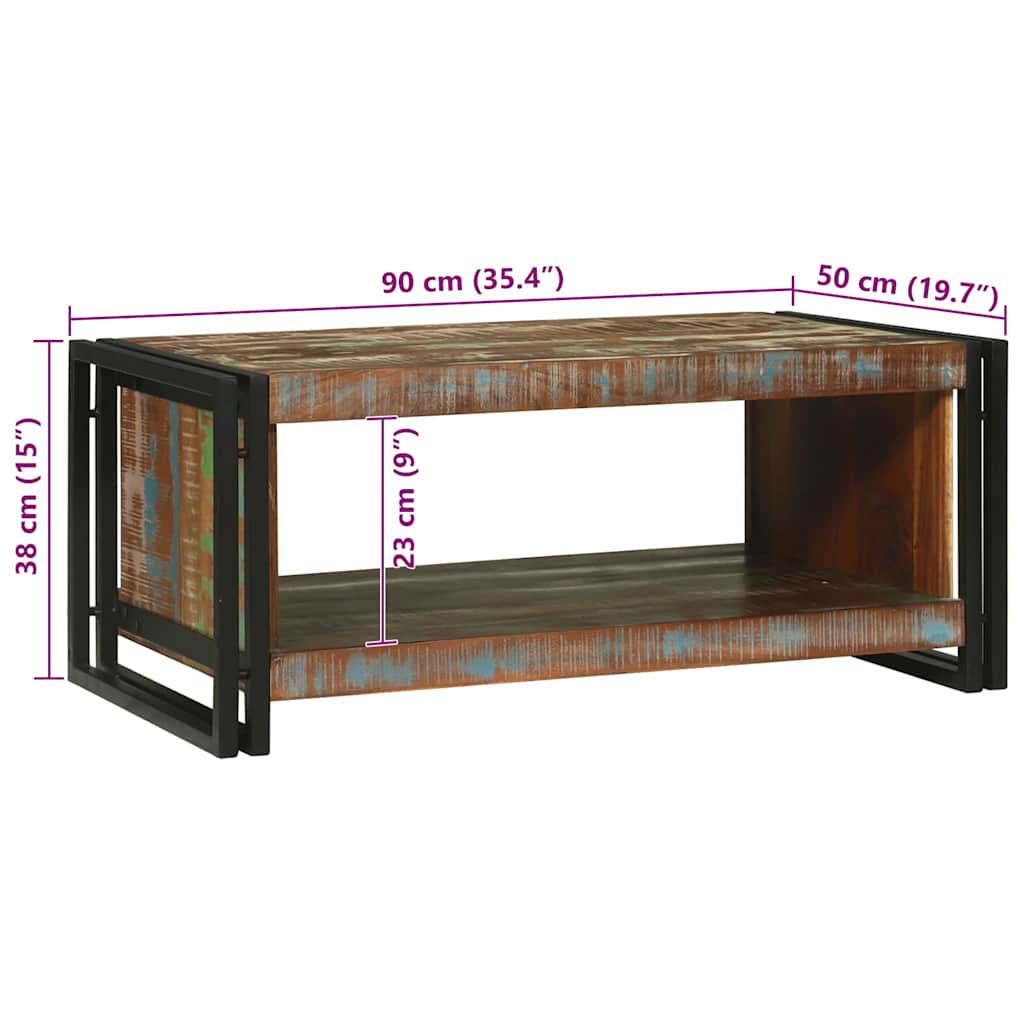 vidaXL Stolik kawowy 90 x 50 x 38 cm Lite Drewno Recyklingowe