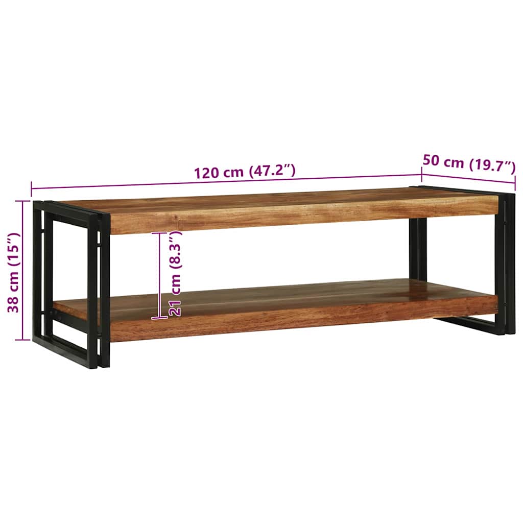 vidaXL Stolik kawowy Brązowy 120 x 50 x 38 cm Lite Drewno Akacji