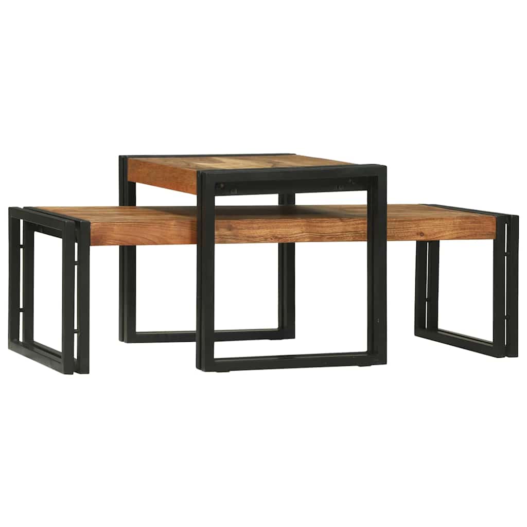 vidaXL Stolik kawowy 2 pcs Brązowy 48 x 40 x 40 cm Lite Drewno Akacji