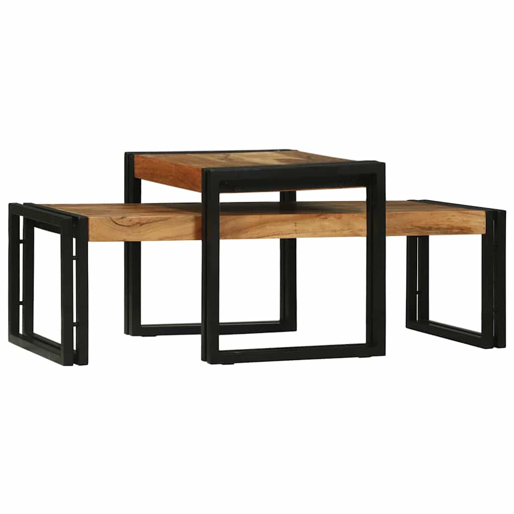 vidaXL Stolik kawowy 2 pcs Brązowy 48 x 40 x 40 cm Lite Drewno Akacji