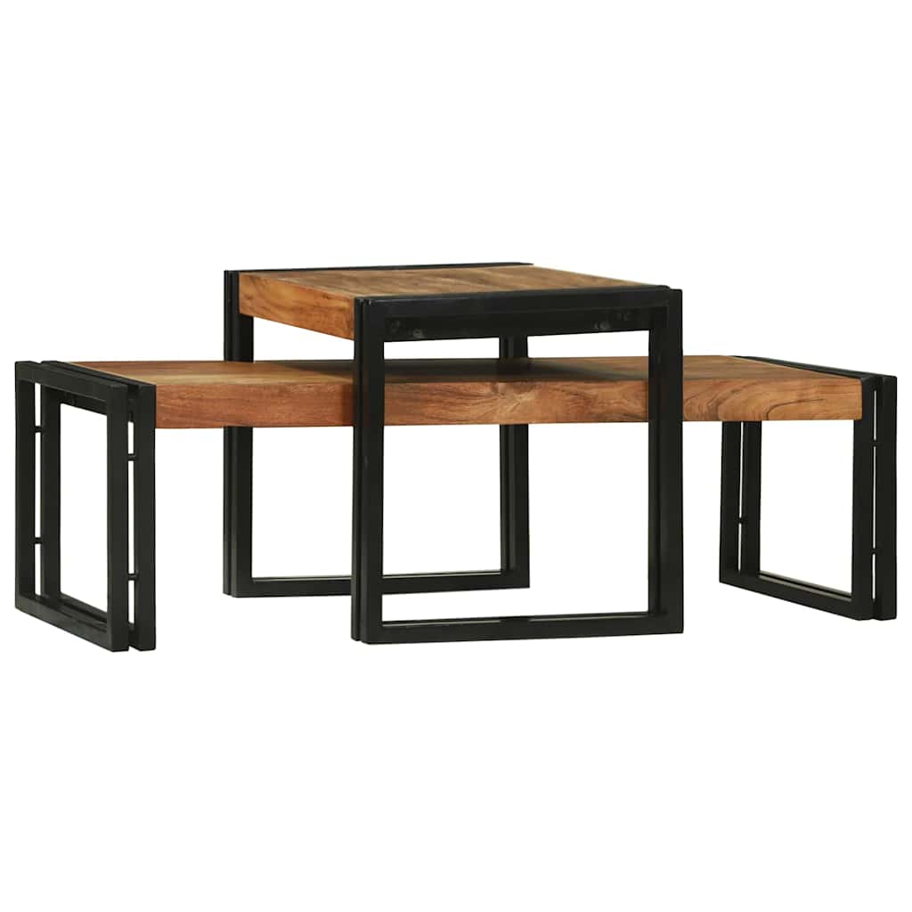 vidaXL Stolik kawowy 2 pcs Brązowy 48 x 40 x 40 cm Lite Drewno Akacji