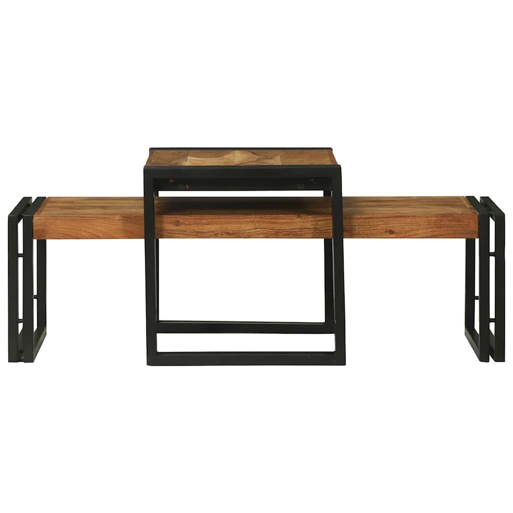 vidaXL Stolik kawowy 2 pcs Brązowy 48 x 40 x 40 cm Lite Drewno Akacji