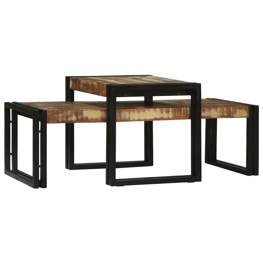 vidaXL Stolik kawowy 2 pcs Wielokolorowe Lite Drewno Recyklingowe