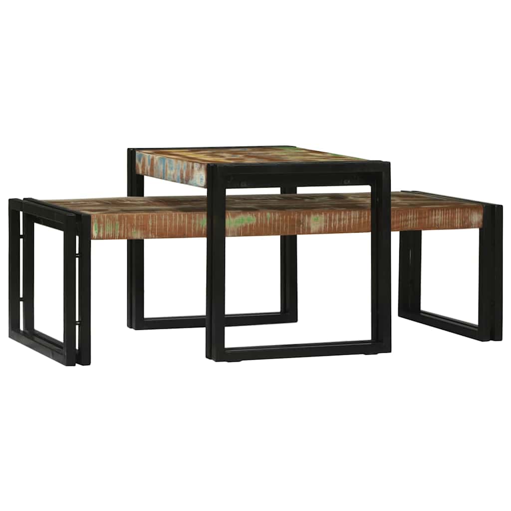 vidaXL Stolik kawowy 2 pcs Wielokolorowe Lite Drewno Recyklingowe