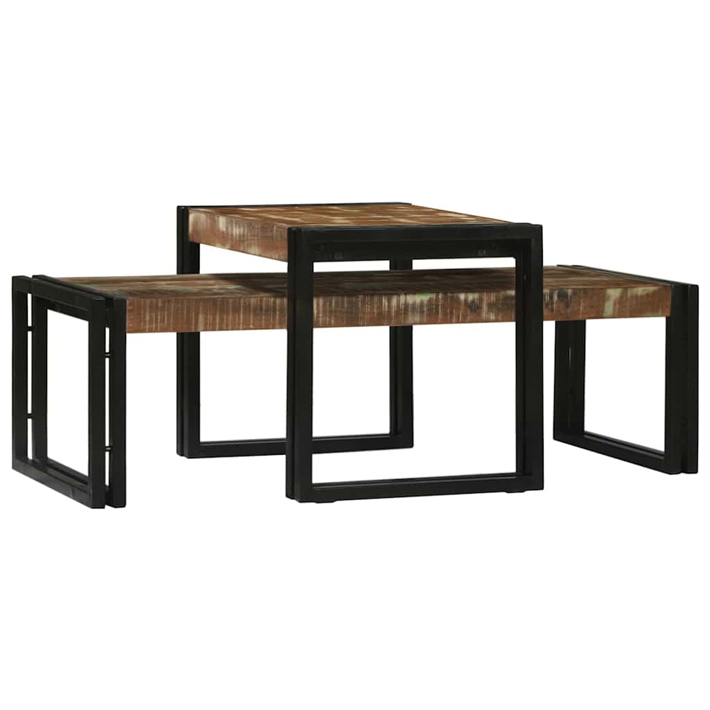 vidaXL Stolik kawowy 2 pcs Wielokolorowe Lite Drewno Recyklingowe
