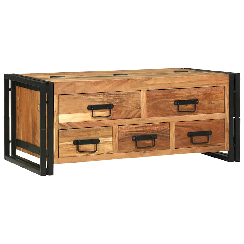 vidaXL Stolik kawowy Brązowy 90 x 50 x 38 cm Lite Drewno Akacji