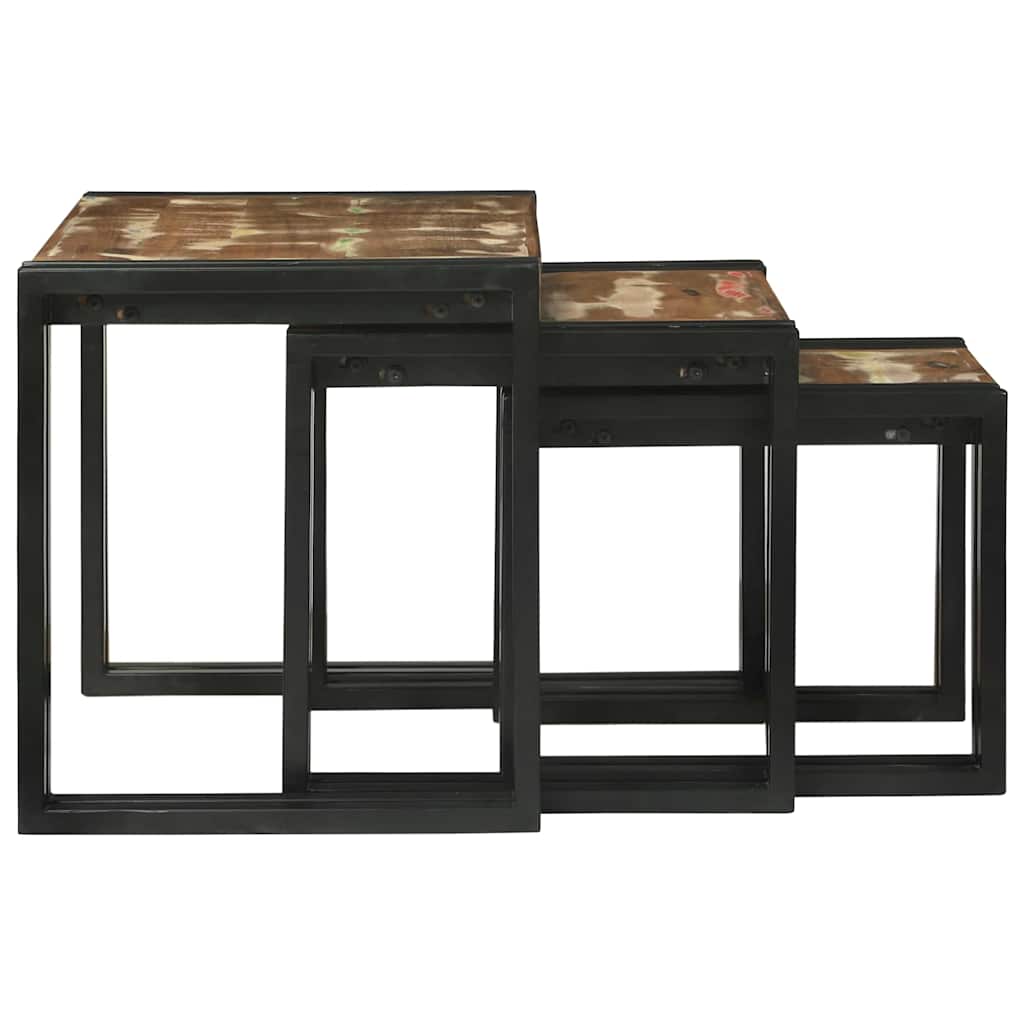 vidaXL Stolik Nesting 3 pcs Lite drewno odzyskane i metal